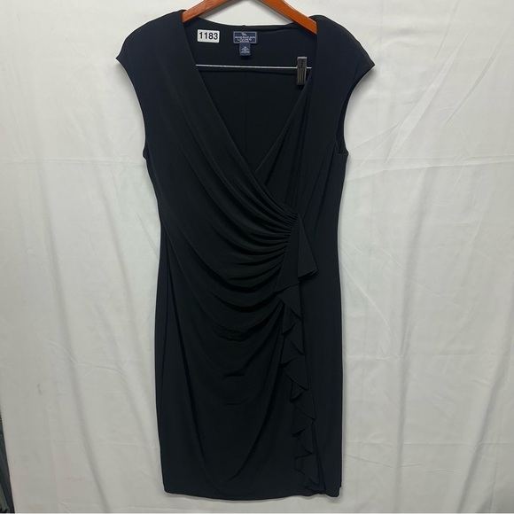 American Living Dresses & Skirts - American Living Black Ruched V-Neck Dress Size 14